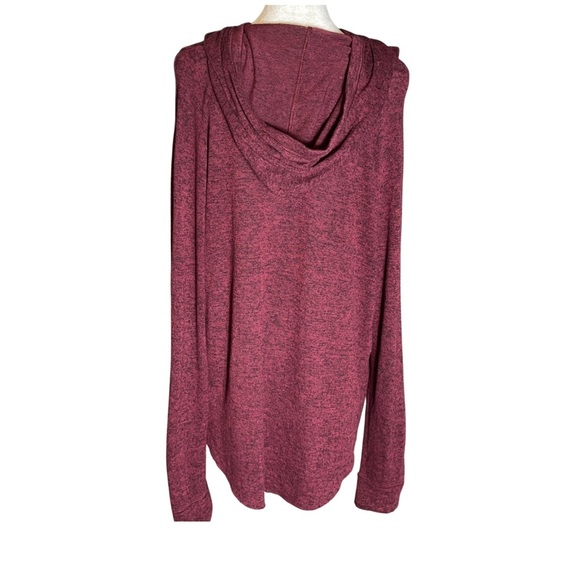 TNA Burgundy Marled Lightweight Hoodie M Cozy Loungewear Athleisure Layering Top - Picture 2 of 5